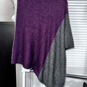 Celeste Two-Tone Purple and Gray Poncho